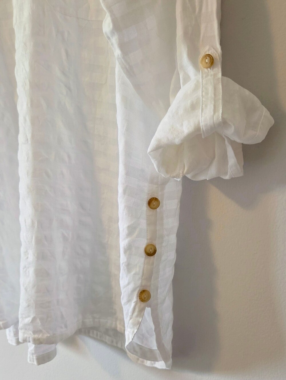 J. Jill Cotton Textured Windowpane V-Neck Popover Tunic - White XLP - Picture 8 of 12